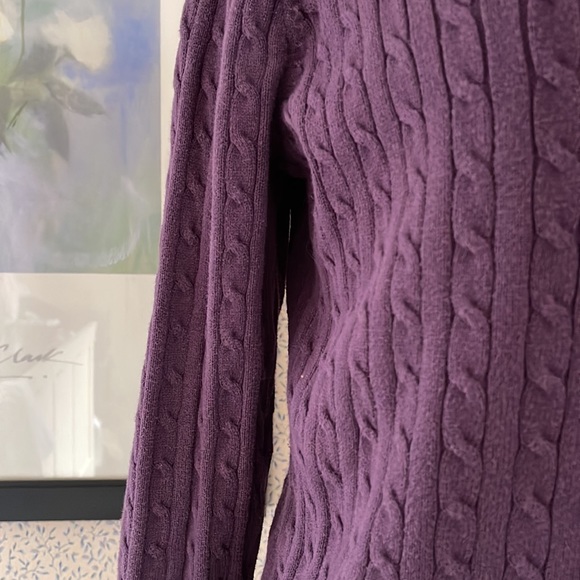 Ladies plum colored button up cable cardigan - Picture 5 of 6